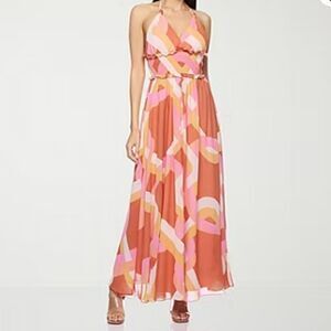 Premier Amour Womens Sleeveless Multicolor Halter Maxi Dress Halter Size 18 Plus